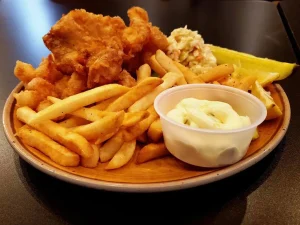 Fish and chips plate at Flashback Richmond Hill Georgia